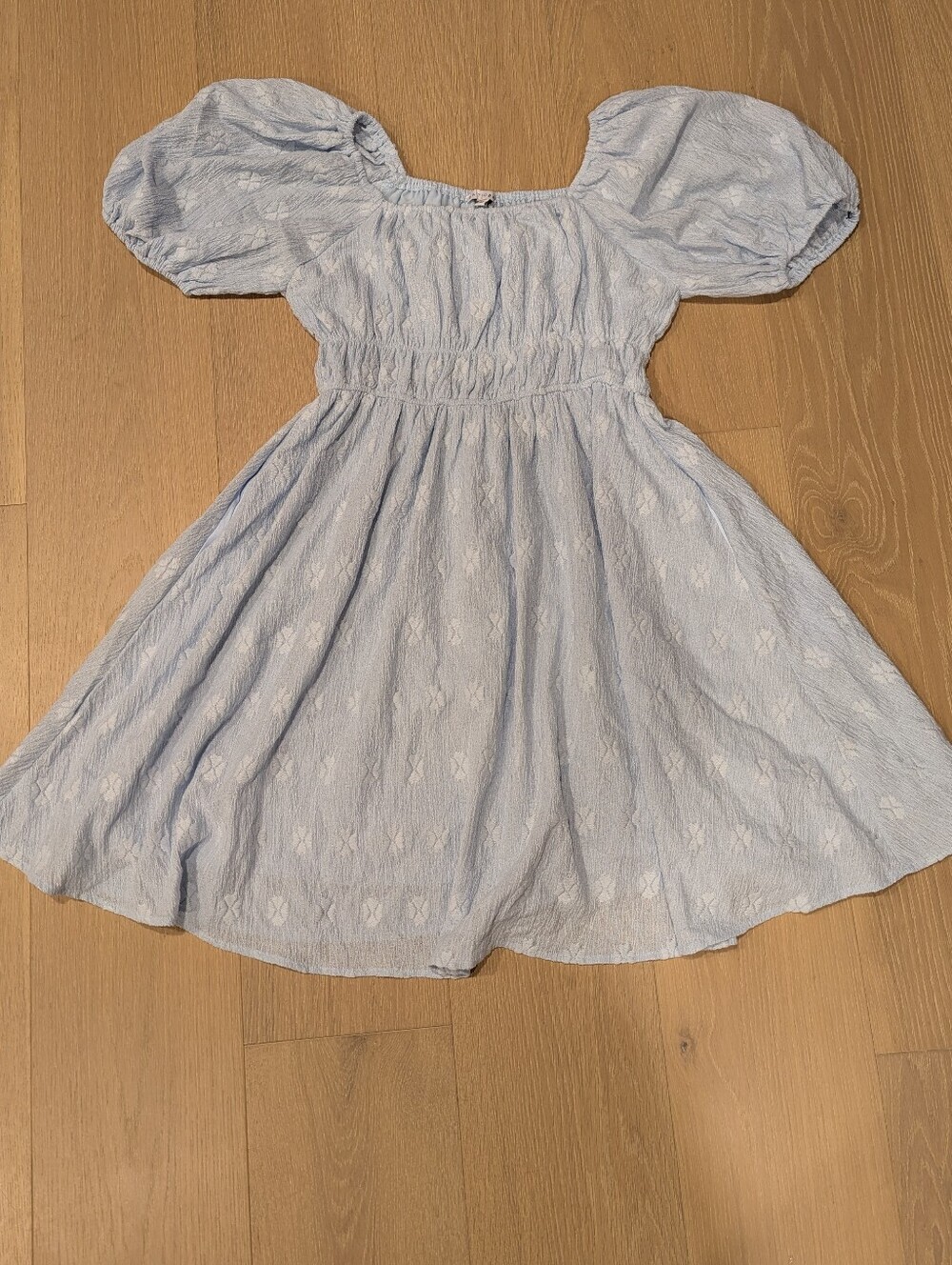 Light Blue Puff-Sleeve Dress